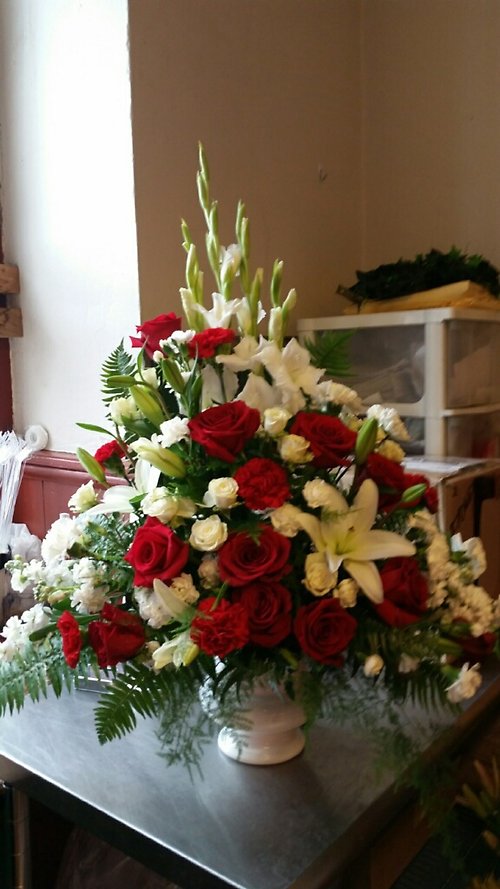Red and White Standing Basket