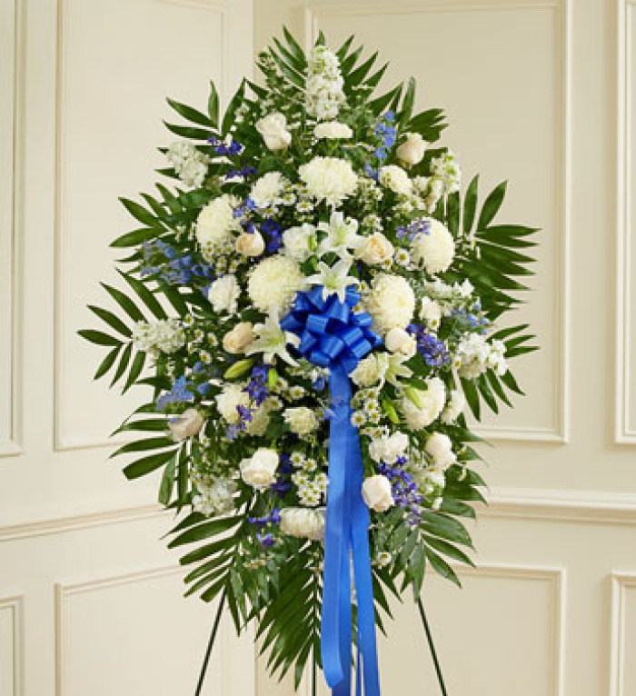 Blue and White Standing Spray