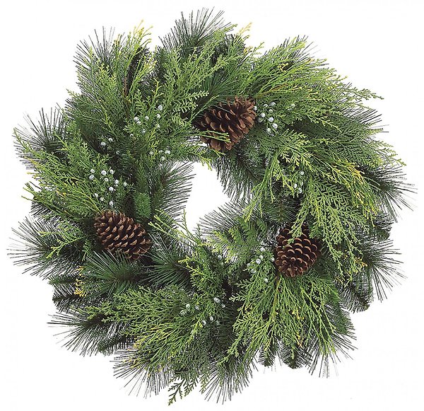 24\" Cone/Berry/Cedar Wreath