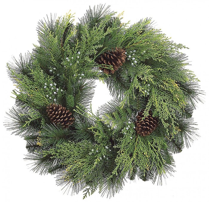 24\" Cone/Berry/Cedar Wreath