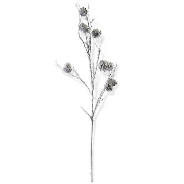 40 Inch Silver Pinecone Branch