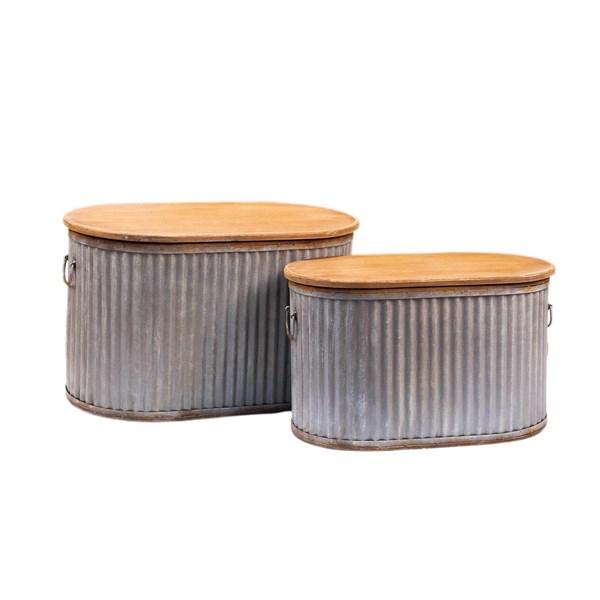 Large Metal Tub with Lid