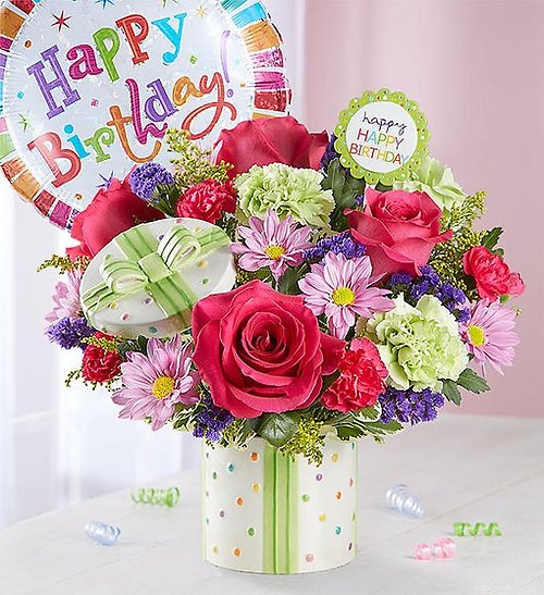 Happy Birthday Present w/ Balloon