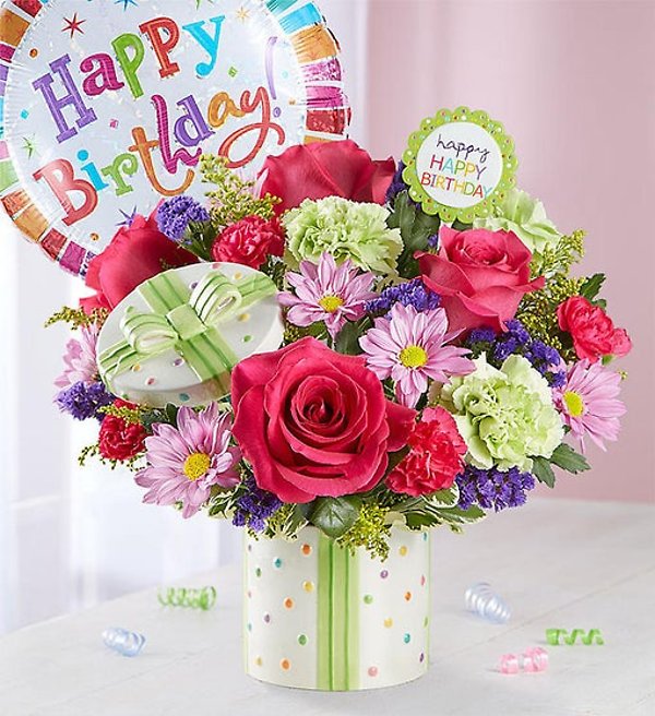 Happy Birthday Present w/ Balloon