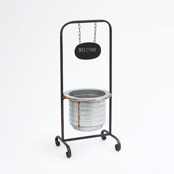 21.25\" Metal Galvanized Planter