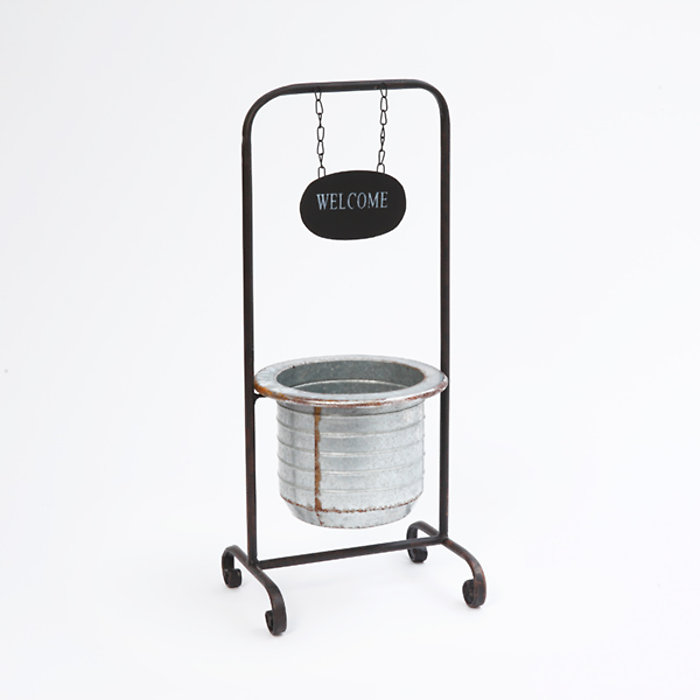 21.25\" Metal Galvanized Planter