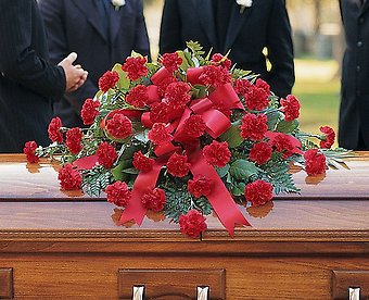 Red Regards Casket Spray