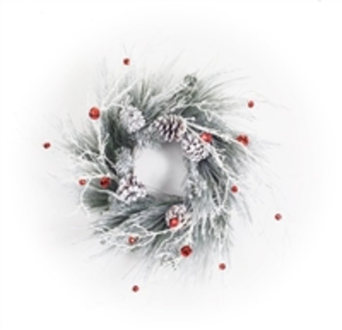 Flocked Pine and Bell Candle Ring