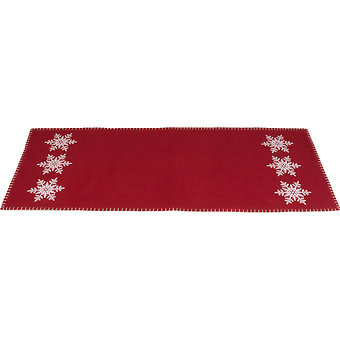 Snowflake Barn Red Table Runner