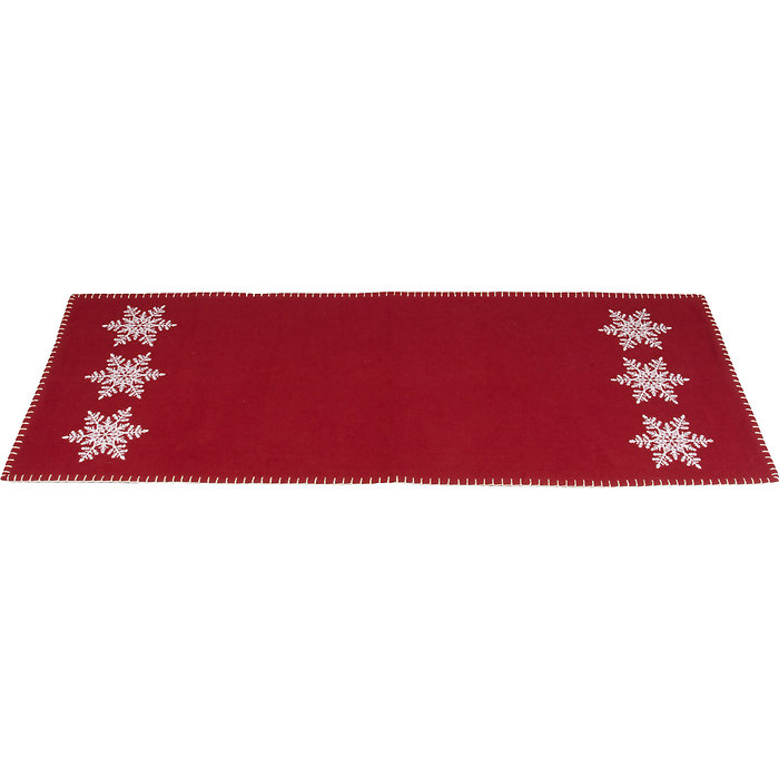 Snowflake Barn Red Table Runner
